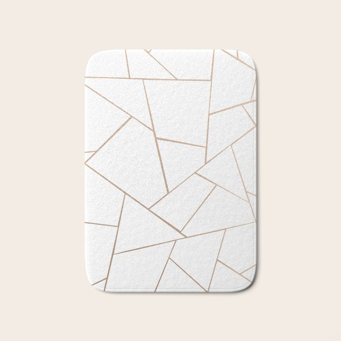 Rose Gold White Geometric Glam 1 Geo Decor Art Society6 Bath Mat By Anitabellajantz Society6