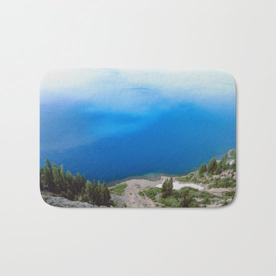 Crater Lake Cloud Reflection Bath Mat