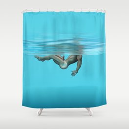 Swimming in the pool Shower Curtain | Naked, Bathing, Gay, Blue, Swim, Male, Men, Lgbt, Water, Man 