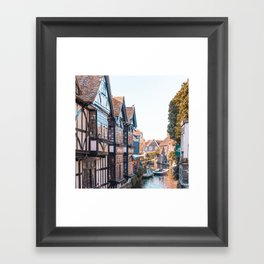 Great Britain Photography - River Going Between Medieval Buildings Framed Art Print