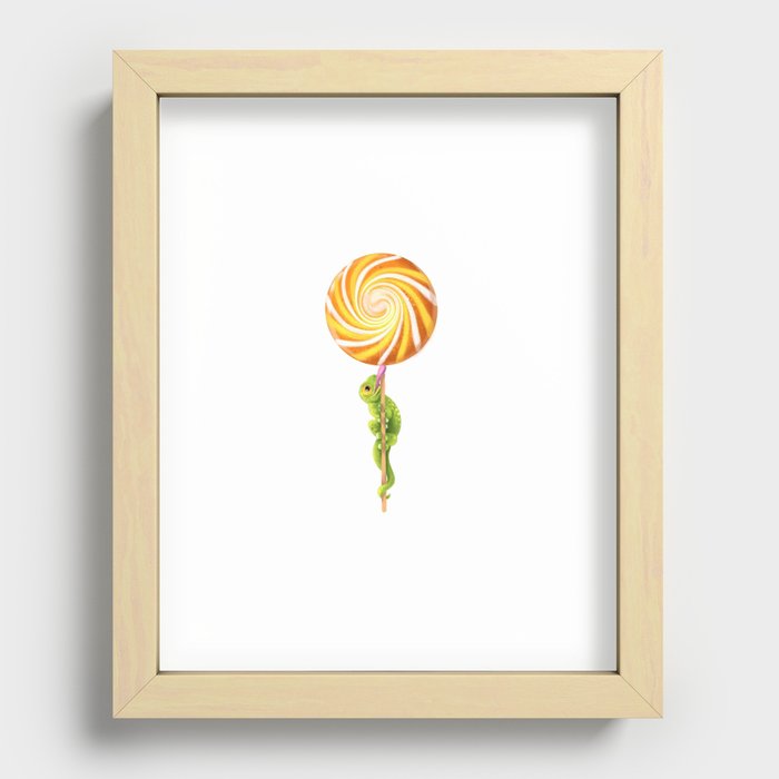 Lizards with Lollipops Orange Burst Recessed Framed Print