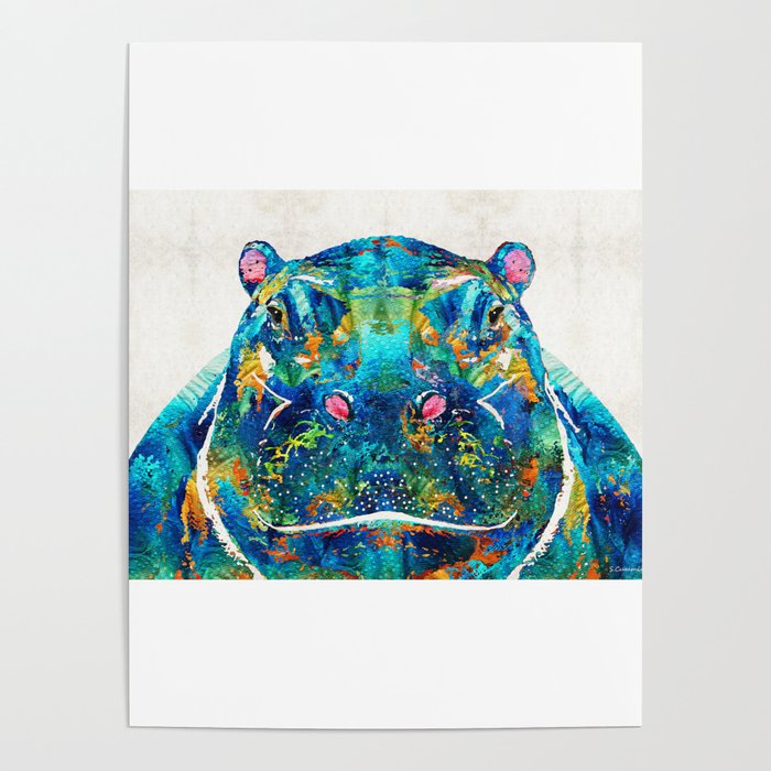 Hippopotamus Art - Happy Hippo - By Sharon Cummings Poster