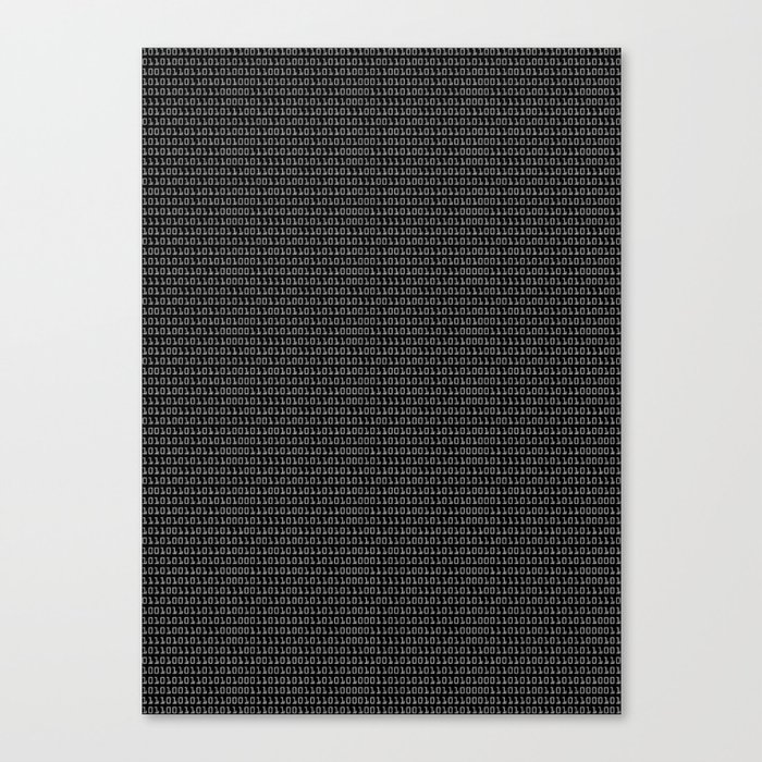 Gray-on-black Binary Code Pattern Canvas Print