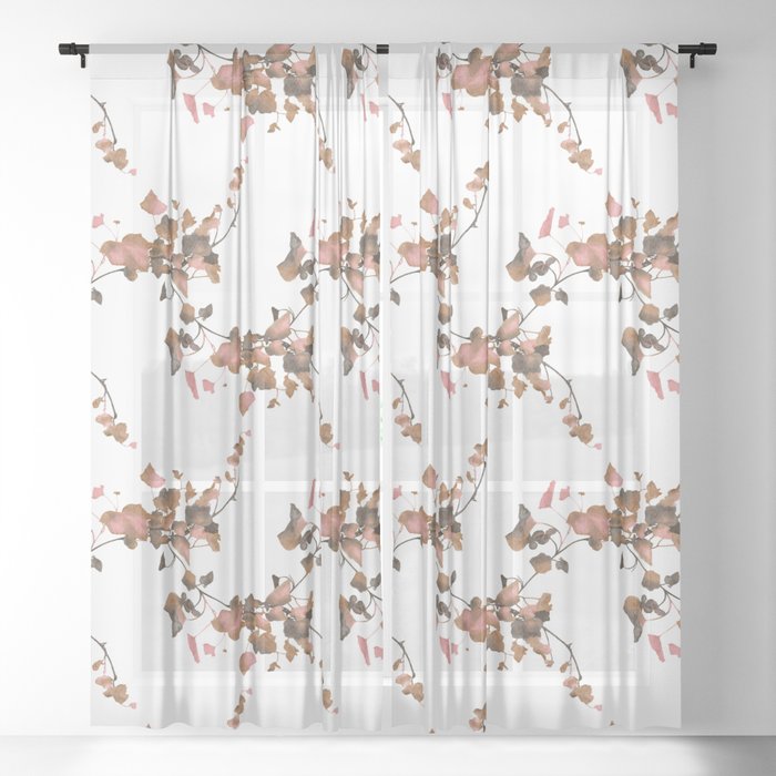 Ivy Vine (White/Rust) Sheer Curtain