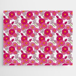 Retro Garden Mums Flowers Midcentury Modern Floral Small Jigsaw Puzzle