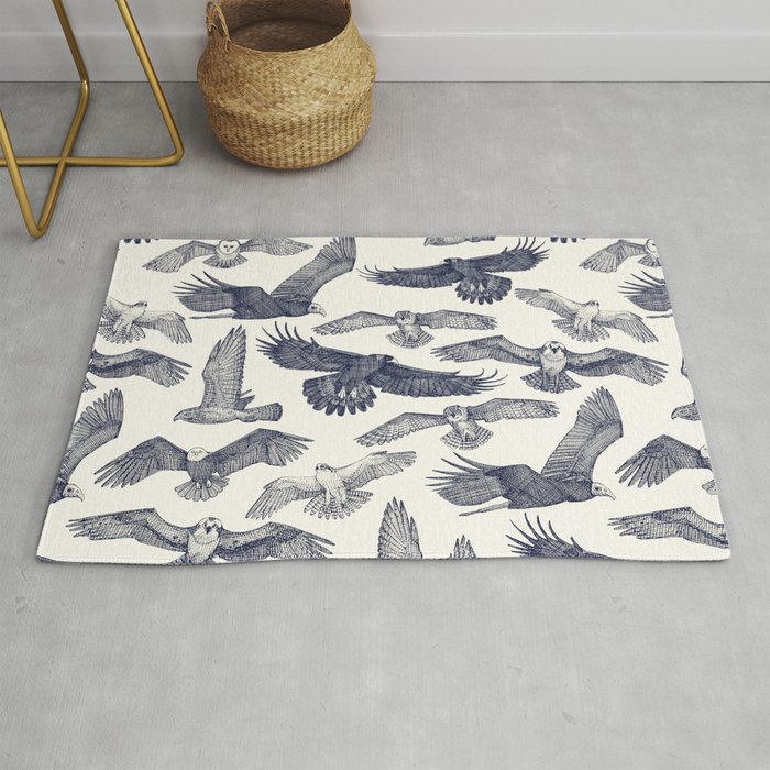 birds of prey blue Rug