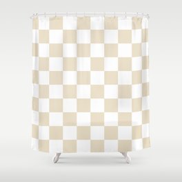 Brown, Beige: Checkered Pattern Shower Curtain