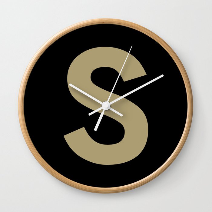 Letter S (Sand & Black) Wall Clock
