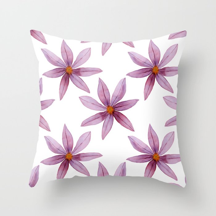 Watercolor purple flower Throw Pillow