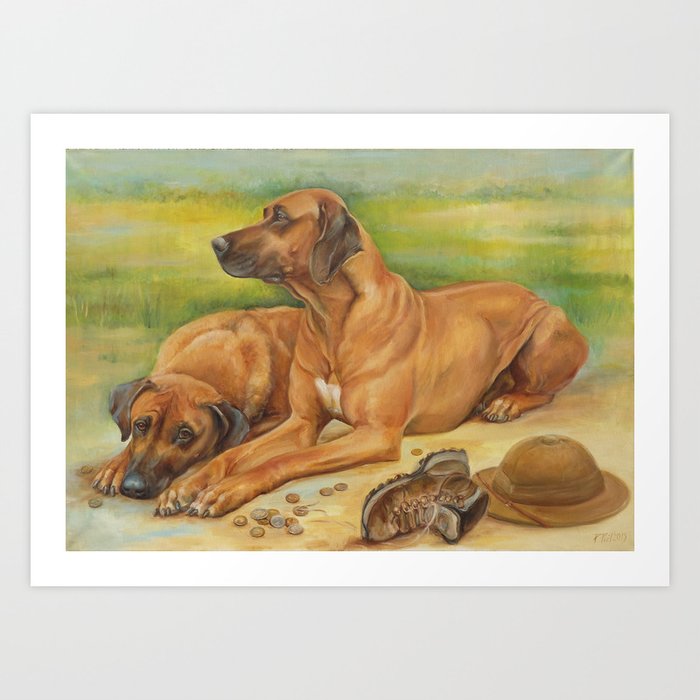 Rhodesian Ridgeback Dog portrait in scenic landscape Painting Art Print
