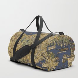 Boston Map - Vintage Illustrated Map Duffle Bag