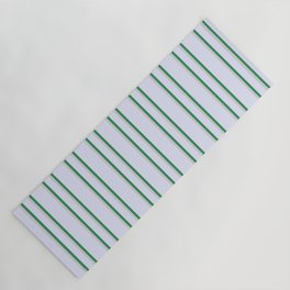 [ Thumbnail: Lavender, Light Gray & Sea Green Colored Pattern of Stripes Yoga Mat ]