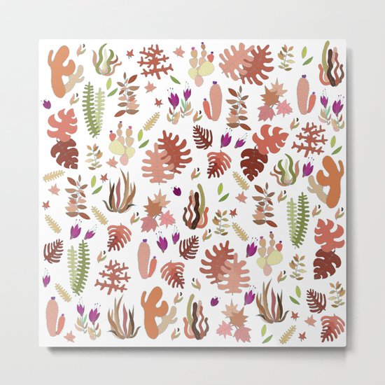 brown leaves and flowers Metal Print