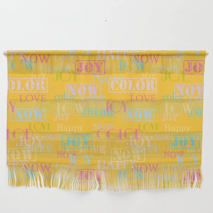 Enjoy The Colors - Colorful Typography modern abstract pattern on Yellow color background Wall Hanging
