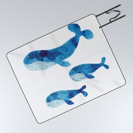 Cute Whale Family Picnic Blanket