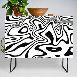 Organic Shapes And Lines Black And White Optical Art Credenza