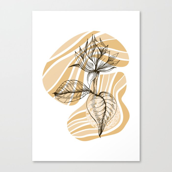 Sunflower Minimalist Garden Leaves Canvas Print