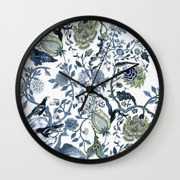 Blue vintage chinoiserie flora Wall Clock