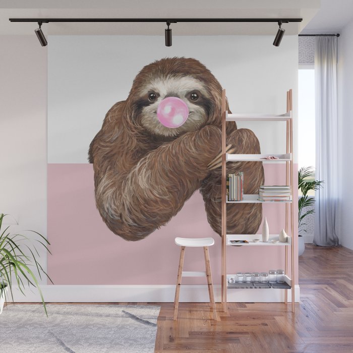 hi! Bubble Gum Sloth Wall Mural
