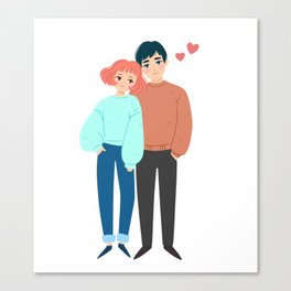 Young couple in love. Happy Valentine`s day Canvas Print