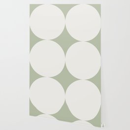 Circular Minimalism - Green & White Wallpaper