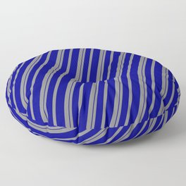 [ Thumbnail: Gray and Blue Colored Striped/Lined Pattern Floor Pillow ]