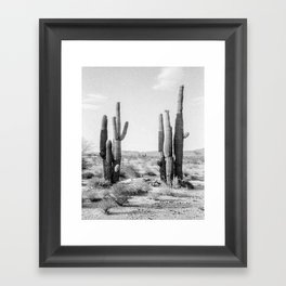 Black and White Saguaros Framed Art Print