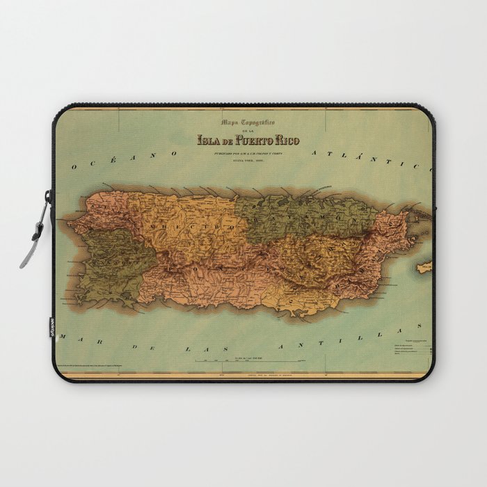 Map Of Puerto Rico 1886 Laptop Sleeve