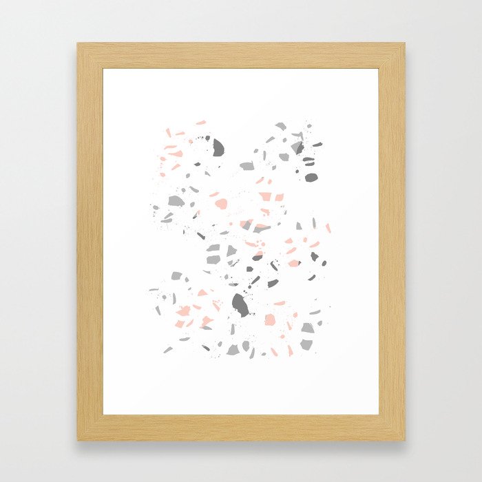 terrazzo minimal marble abstract millennial pink and grey canvas art decor Framed Art Print