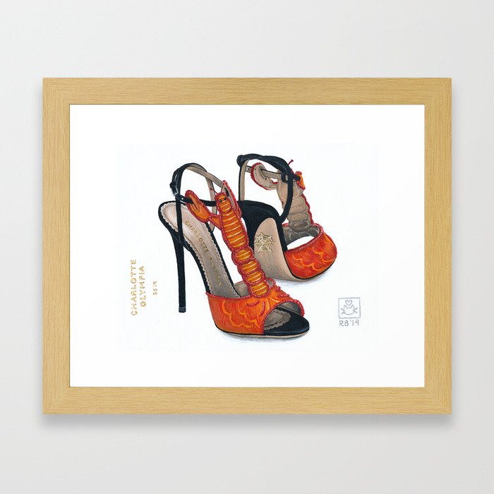 Charlotte Olympia's Lobster Shoe Painting Framed Art Print