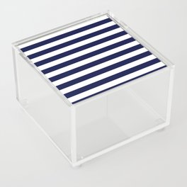 Navy Blue Nautical Stripes Acrylic Box