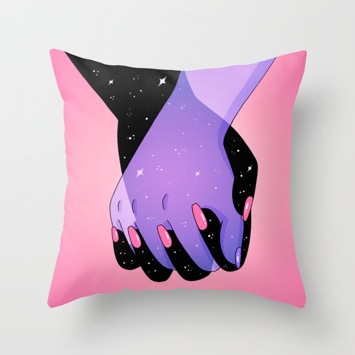 Cosmic Hand Squeeze Throw Pillow