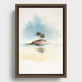 Coastal Island Palm Tree Watercolor Framed Canvas