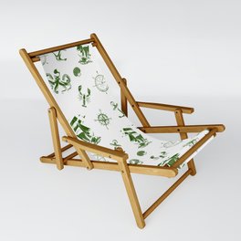 Green Silhouettes Of Vintage Nautical Pattern Sling Chair