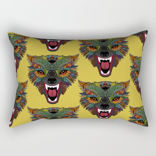 wolf fight flight ochre Rectangular Pillow