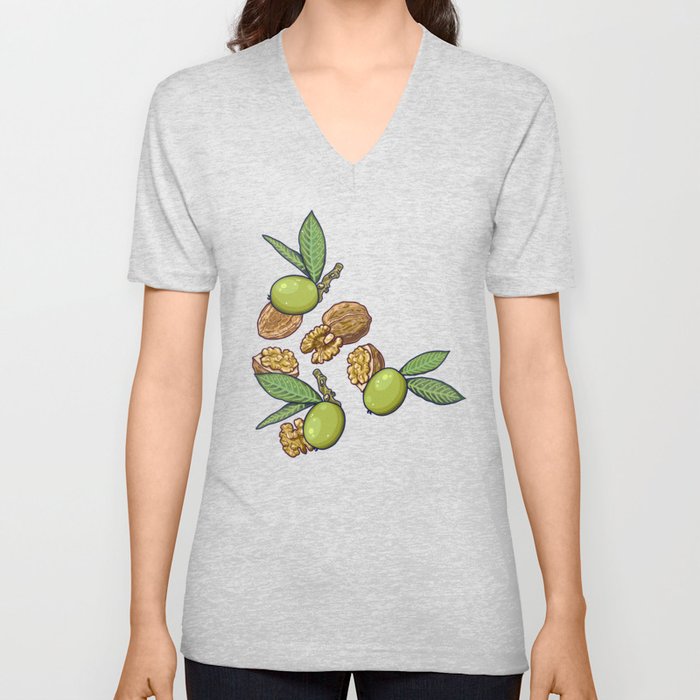 cheeky walnuts pattern V Neck T Shirt