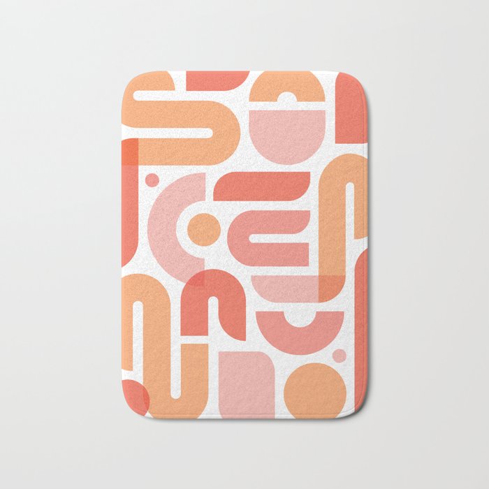 Peach Shapes Bath Mat By Quintco Society6