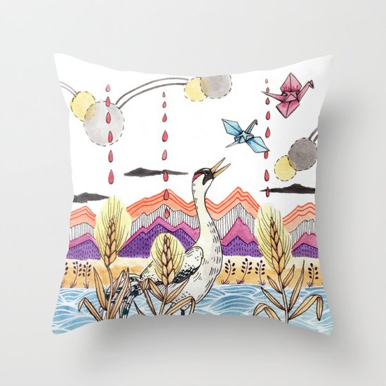 Crane Gang Throw Pillow