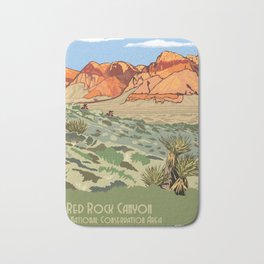 Vintage Poster - Red Rock Canyon National Conservation Area, Nevada (2015) Bath Mat | Nationalpark, Digital, Travel, Redrockcanyon, Design, Nevada, Nationalmonument, Nature, Vintage, America 