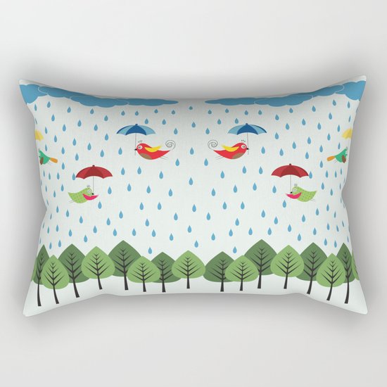 Birds in the rain. Rectangular Pillow