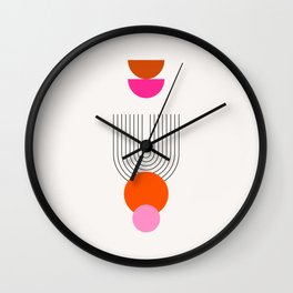 Mid Century Modern | 03 - Abstract Arch Print Pink And Orange Aesthetic Decor Geometric Wall Clock