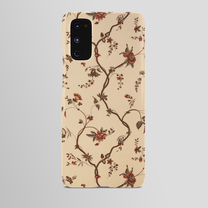 Vintage wallpaper with branches and flowers faded and bleached by sunlight Android Case