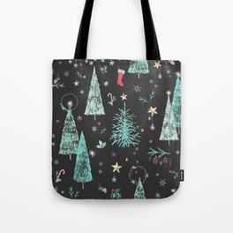Chalk it Up to a Happy Holiday - Simple Chalk Christmas Pattern Tote Bag