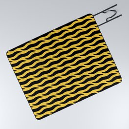 Tiger Wild Animal Print Pattern 342 Black and Yellow Picnic Blanket
