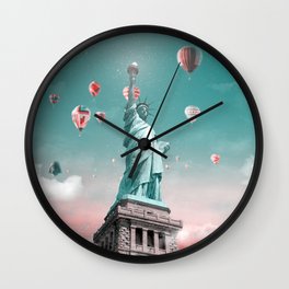 Statue of Liberty in sunset Wall Clock