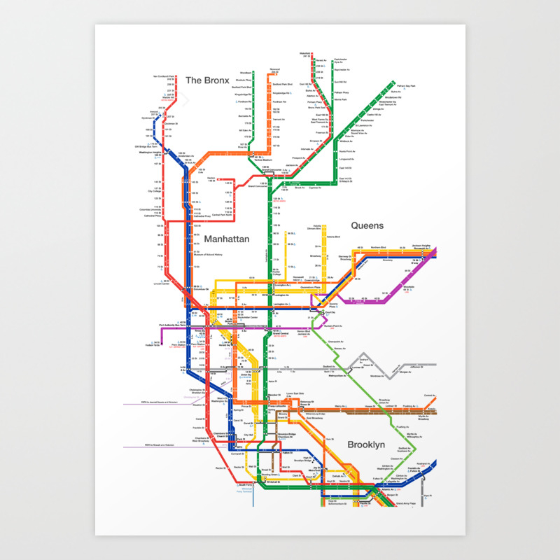 New York City Subway Map Art Print By Igorsin Society6
