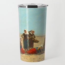 Women on the Beach at Berck, 1881 by Eugene Boudin Travel Mug