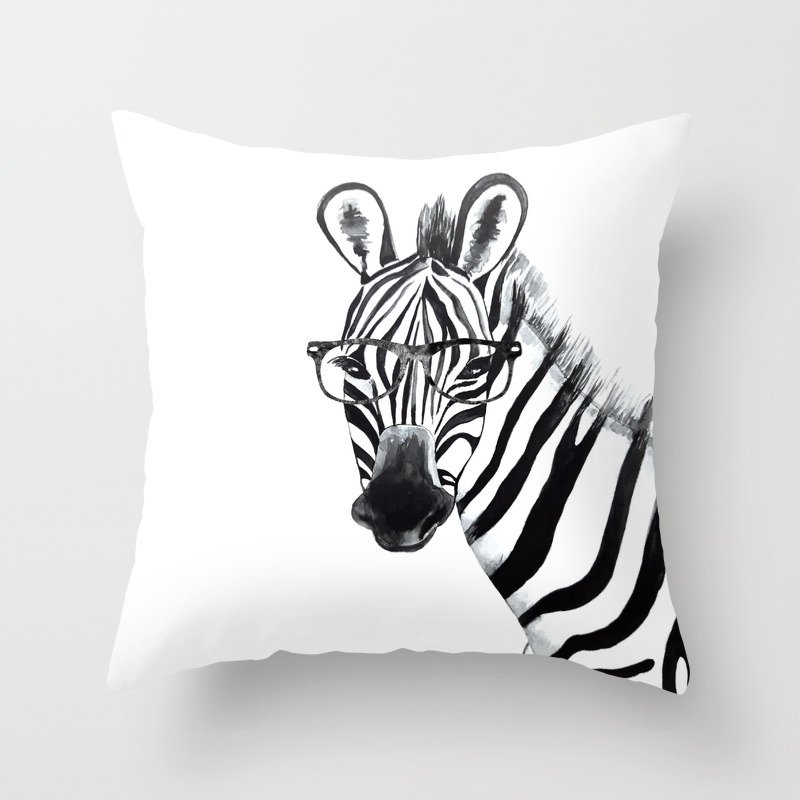 Zebra With Gles Black And White Throw Pillow By Lubaost Society6 Gles Black And White Throw Pillow