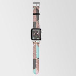 Geometrical abstract teal pink gray rose gold triangles Apple Watch Band