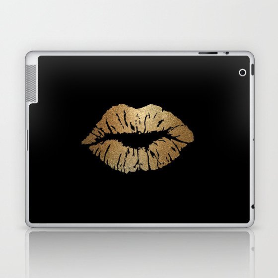Gold Lips Blackout Laptop & iPad Skin